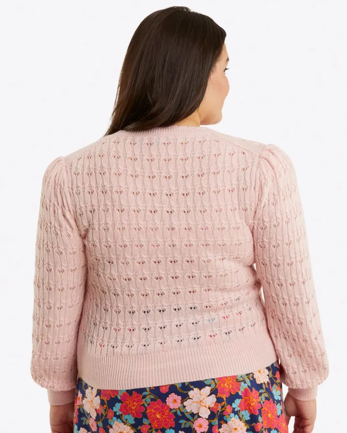 Draper James Puff Sleeve Sweater In Pointelle Women Tops