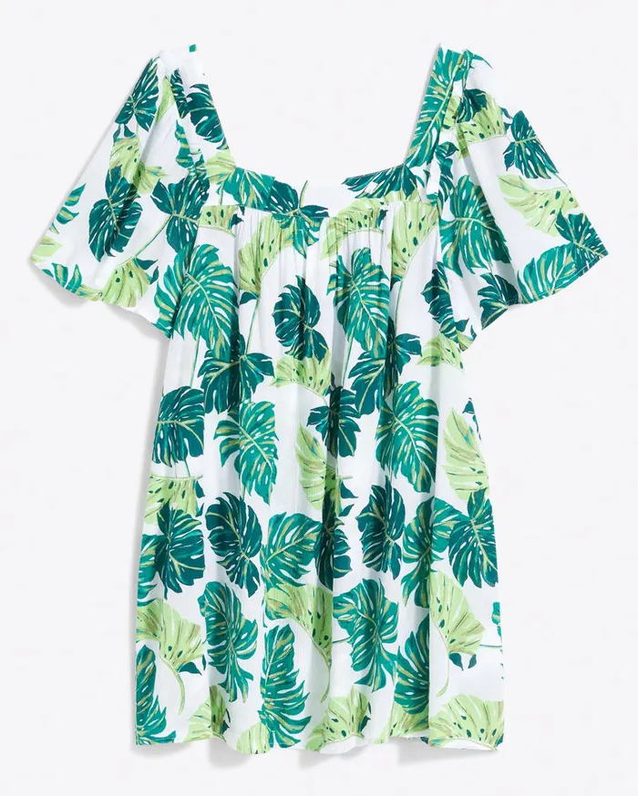 Draper James Square Neck Dress In Monstera Floral Women Dresses