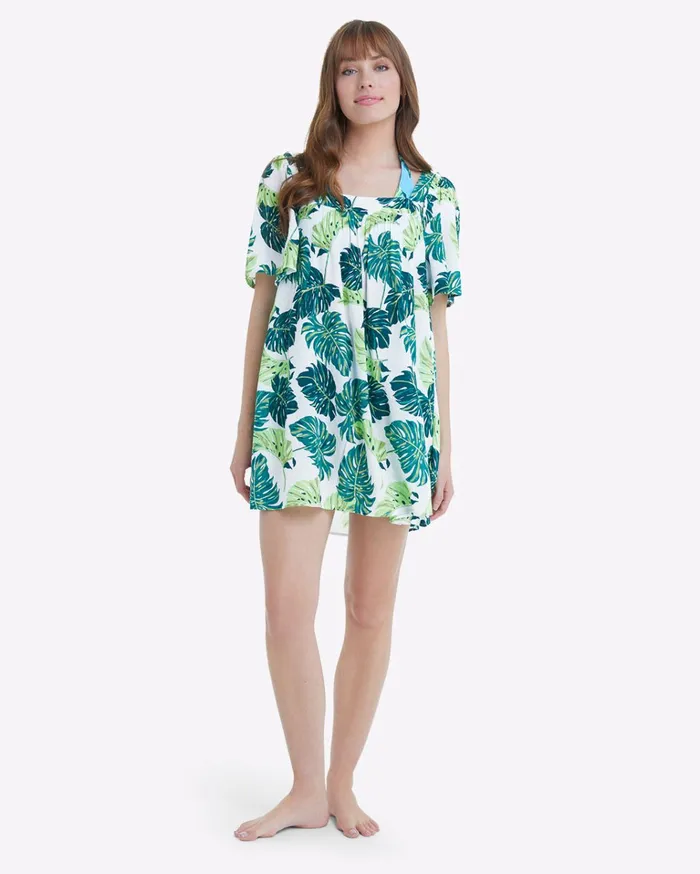 Draper James Square Neck Dress In Monstera Floral Women Dresses