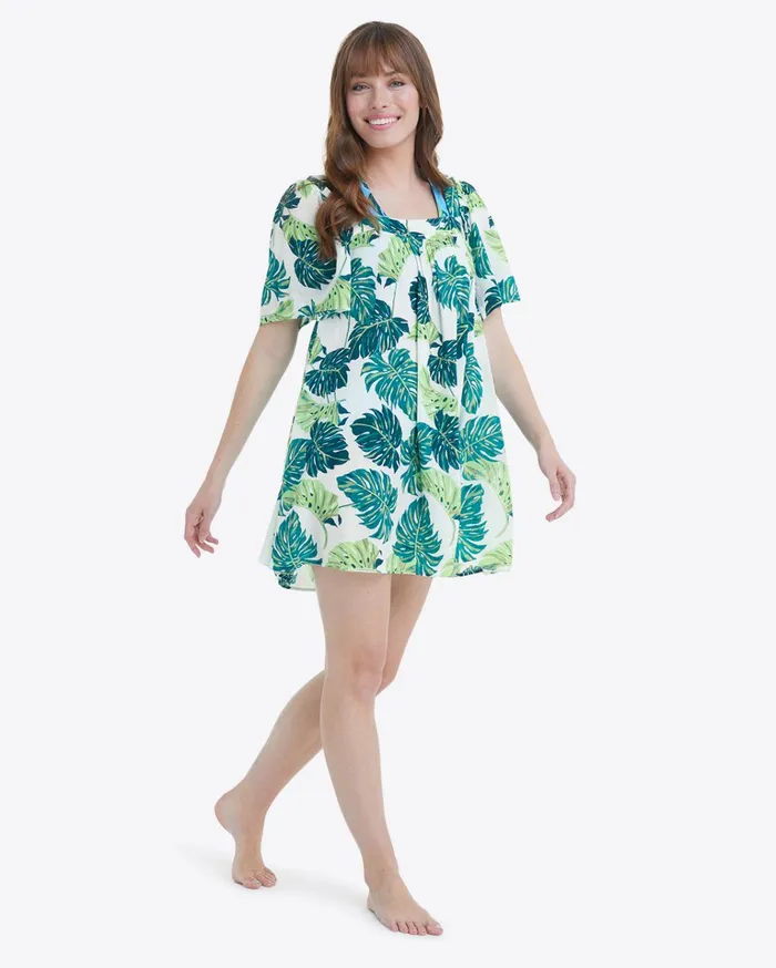 Draper James Square Neck Dress In Monstera Floral Women Dresses