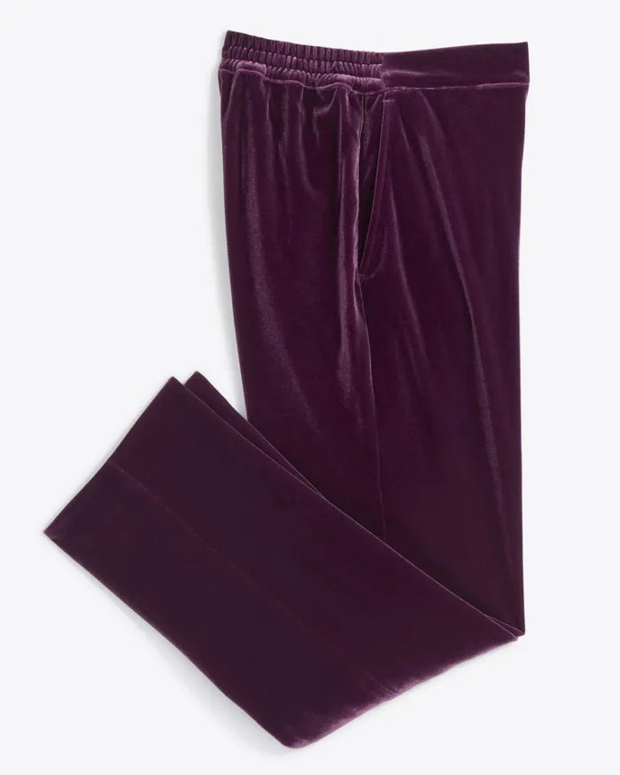 Draper James Straight Leg Pants In Plum Velvet Women Bottoms and Skirts