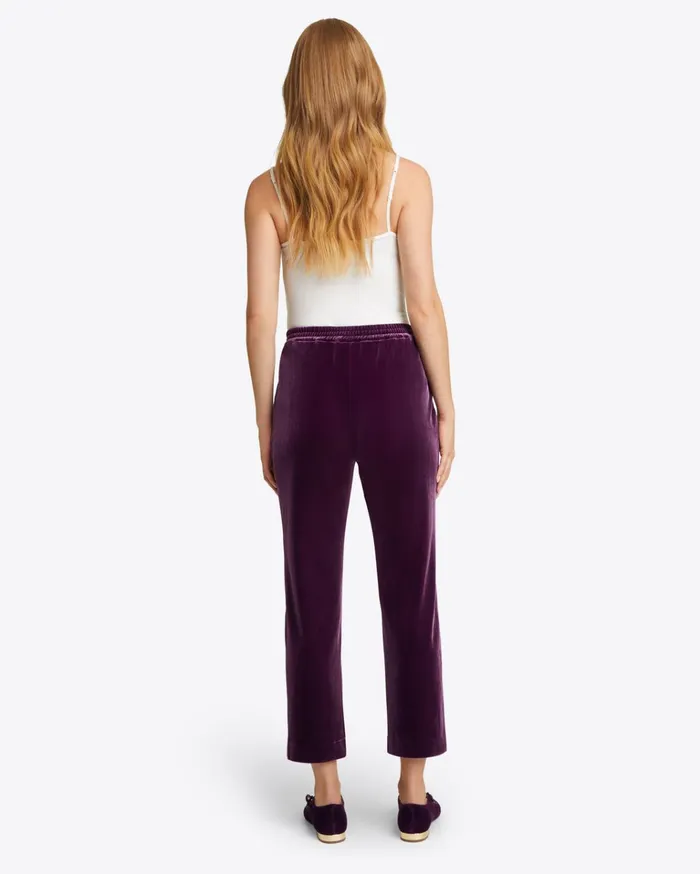 Draper James Straight Leg Pants In Plum Velvet Women Bottoms and Skirts