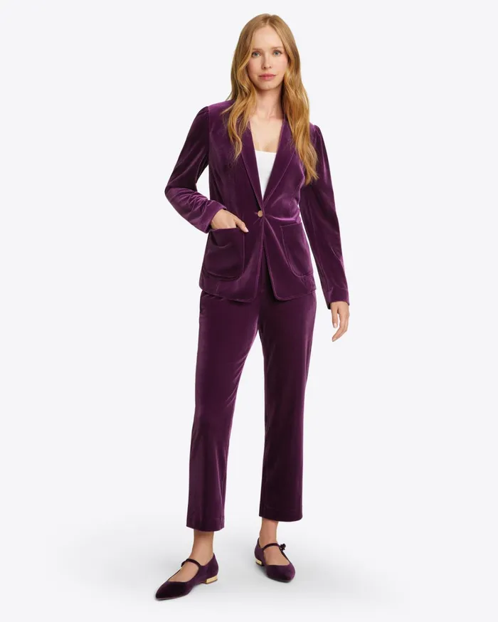 Draper James Straight Leg Pants In Plum Velvet Women Bottoms and Skirts