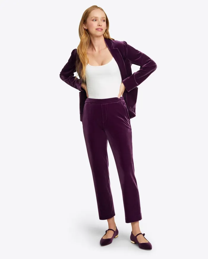 Draper James Straight Leg Pants In Plum Velvet Women Bottoms and Skirts