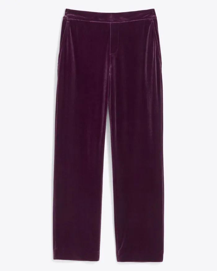 Draper James Straight Leg Pants In Plum Velvet Women Bottoms and Skirts