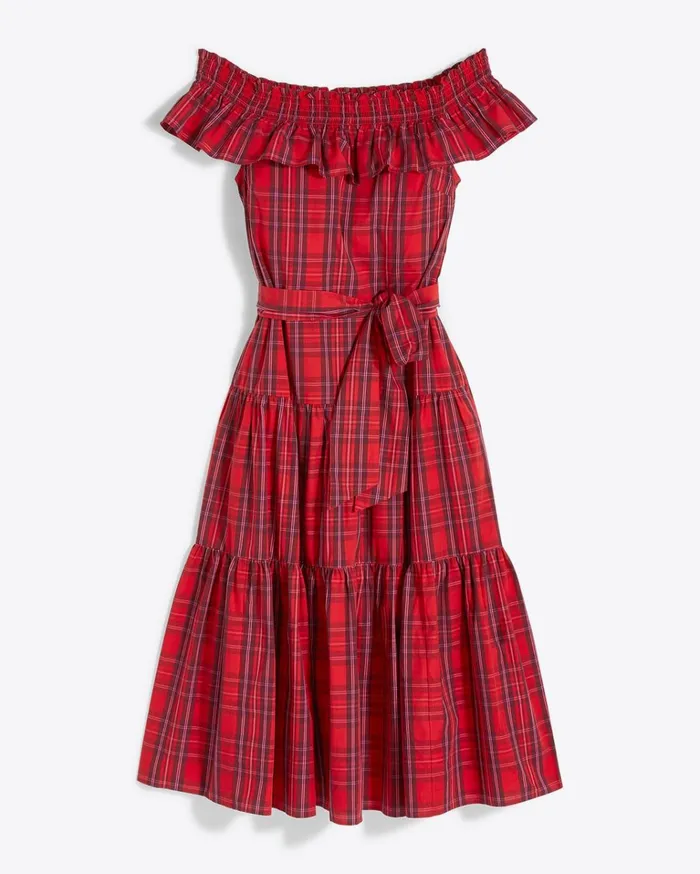 Draper James Tie Waist Dress In Elle Plaid Women Dresses