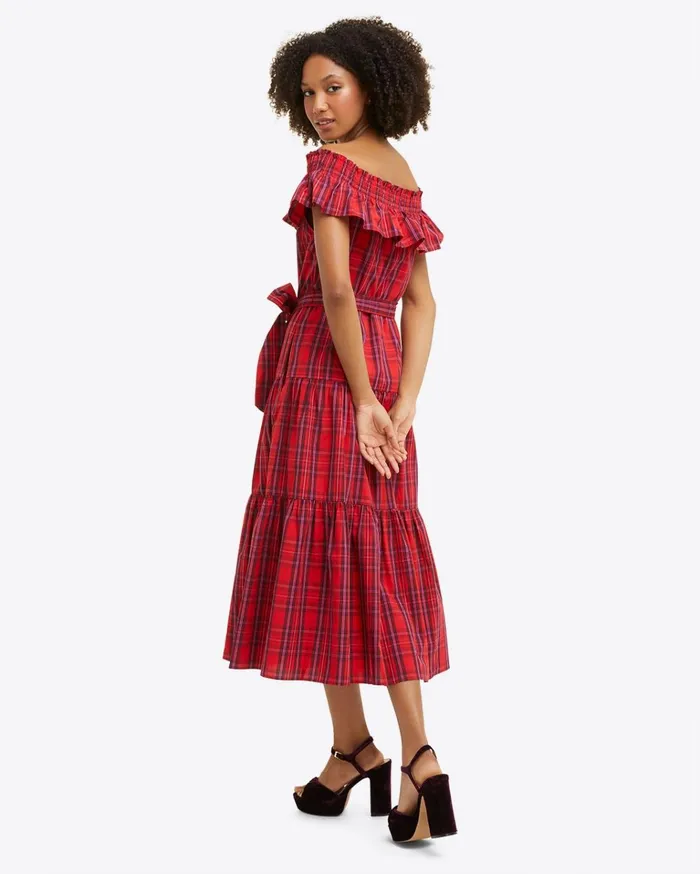 Draper James Tie Waist Dress In Elle Plaid Women Dresses