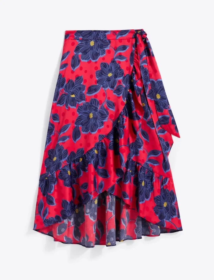 Draper James Tie Waist Wrap Skirt In Magnolia Jacquard Dot Women Bottoms and Skirts