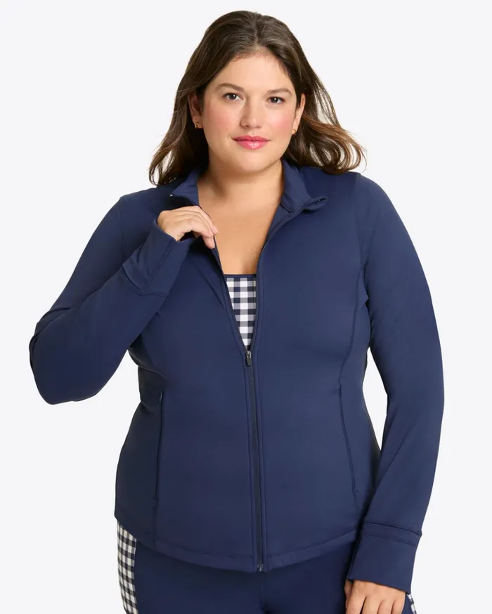 Draper James Warm Up Jacket In Navy Women Jackets and Outerwear