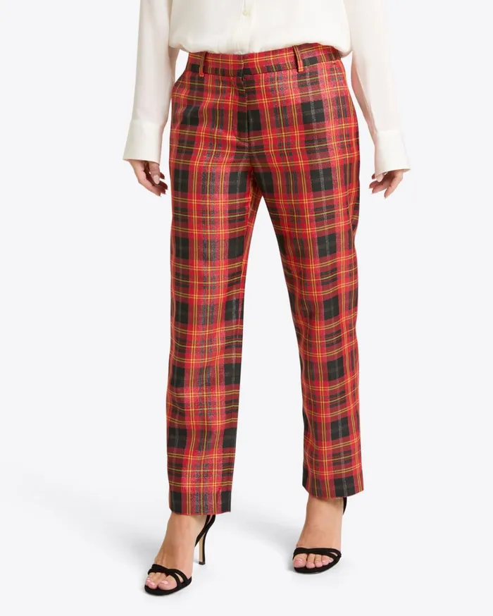 Draper James Woven Pants In Caroline Shimmer Plaid Women Bottoms and Skirts
