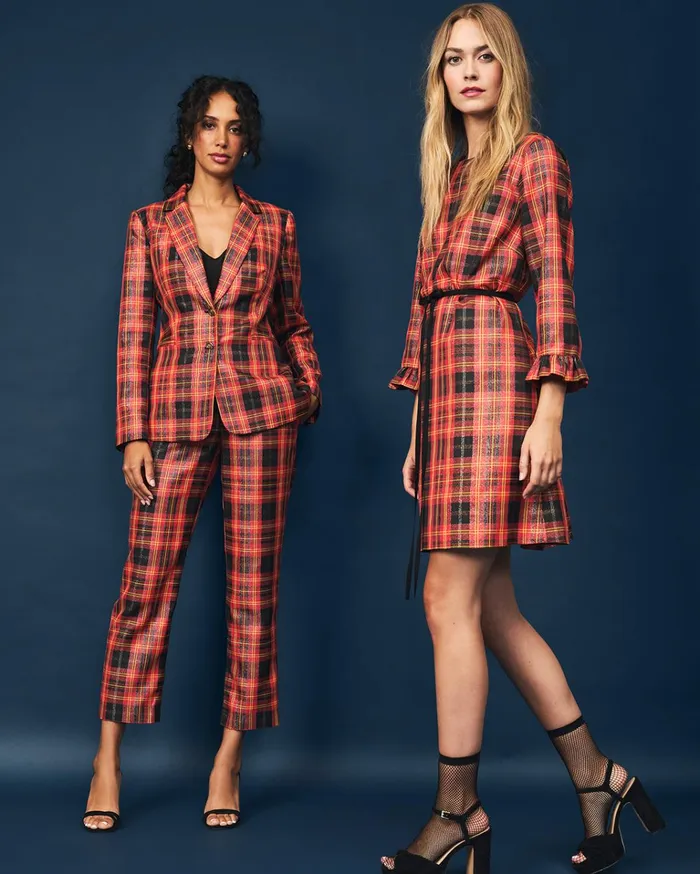 Draper James Woven Pants In Caroline Shimmer Plaid Women Bottoms and Skirts
