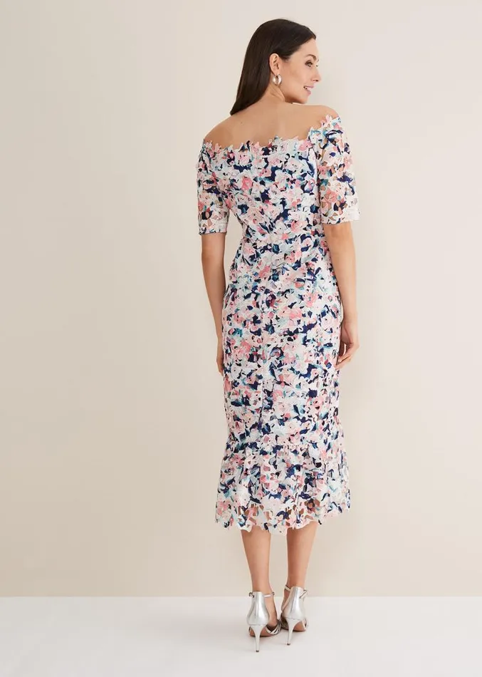 Elara Floral Bardot Bodycon Midi Dress Multicoloured Women Phase Eight Dresses Elara Floral Bardot Bodycon Midi Dress Multicoloured Women Phase Eight Dresses
