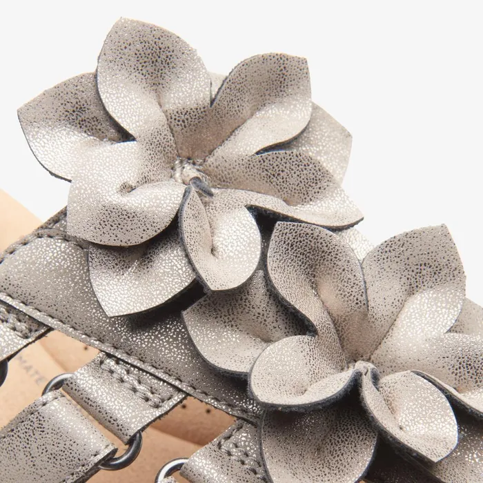 Elizabelle Mae Pewter Metallic Women Clarks Sandals and Flip Flops