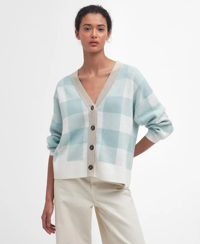 Elodie Gingham Cardigan Blue Haze Women Barbour Cardigans