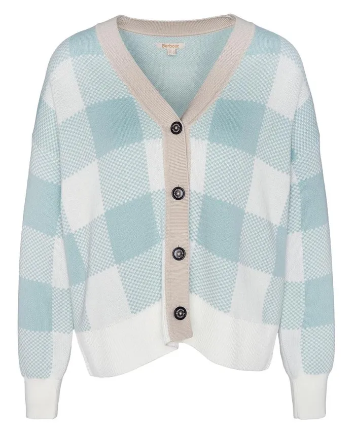 Elodie Gingham Cardigan Blue Haze Women Barbour Cardigans