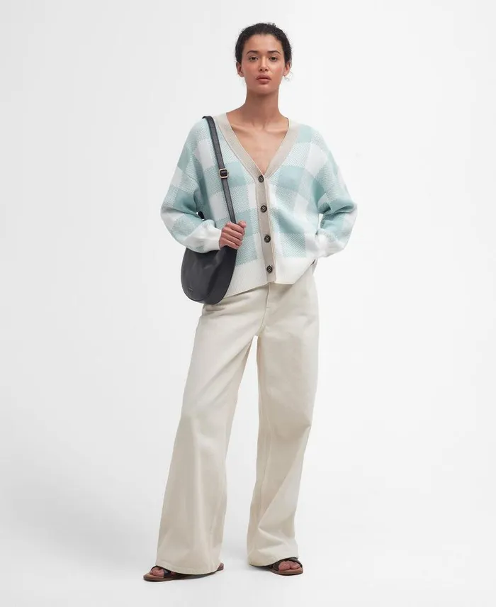 Elodie Gingham Cardigan Blue Haze Women Barbour Cardigans