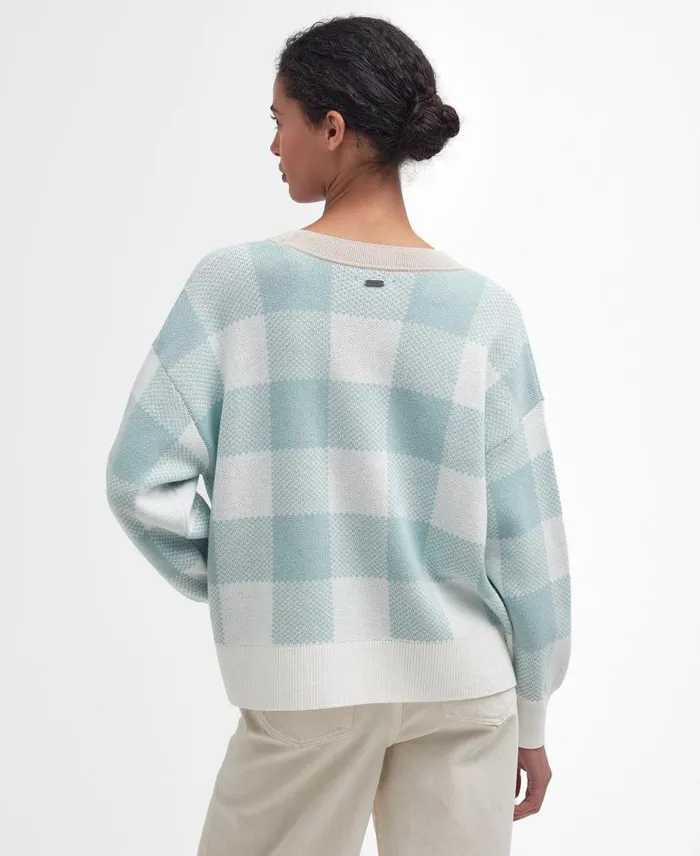 Elodie Gingham Cardigan Blue Haze Women Barbour Cardigans
