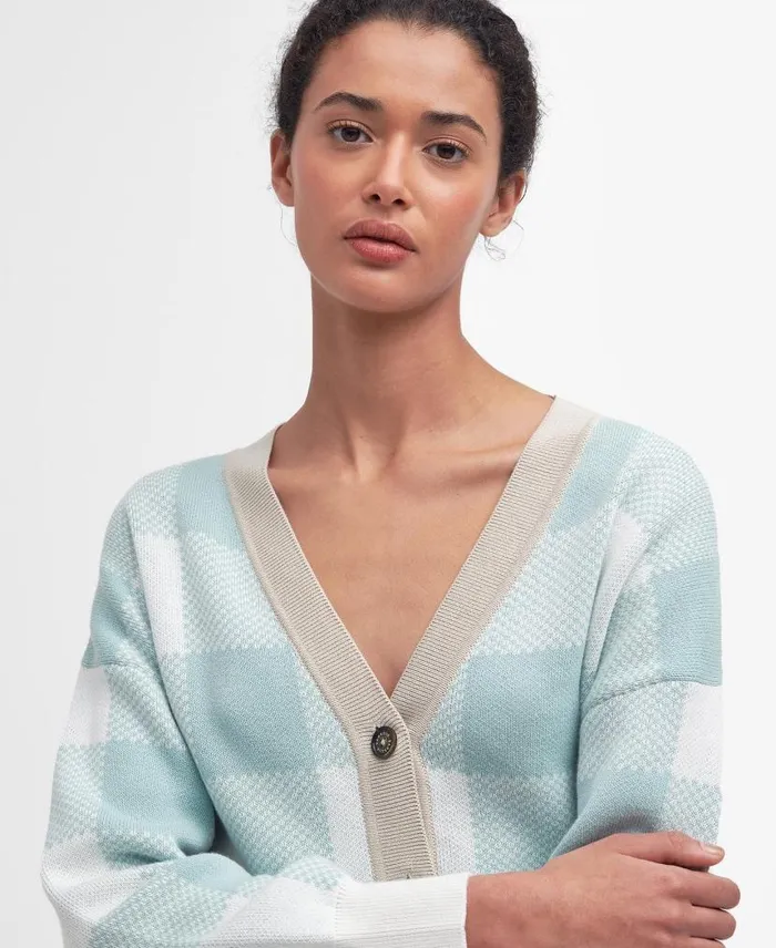 Elodie Gingham Cardigan Blue Haze Women Barbour Cardigans