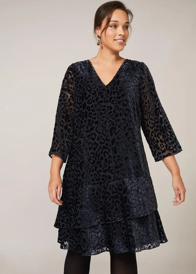 Elspeth Velvet Leopard Dress Midnight Women Phase Eight Dresses