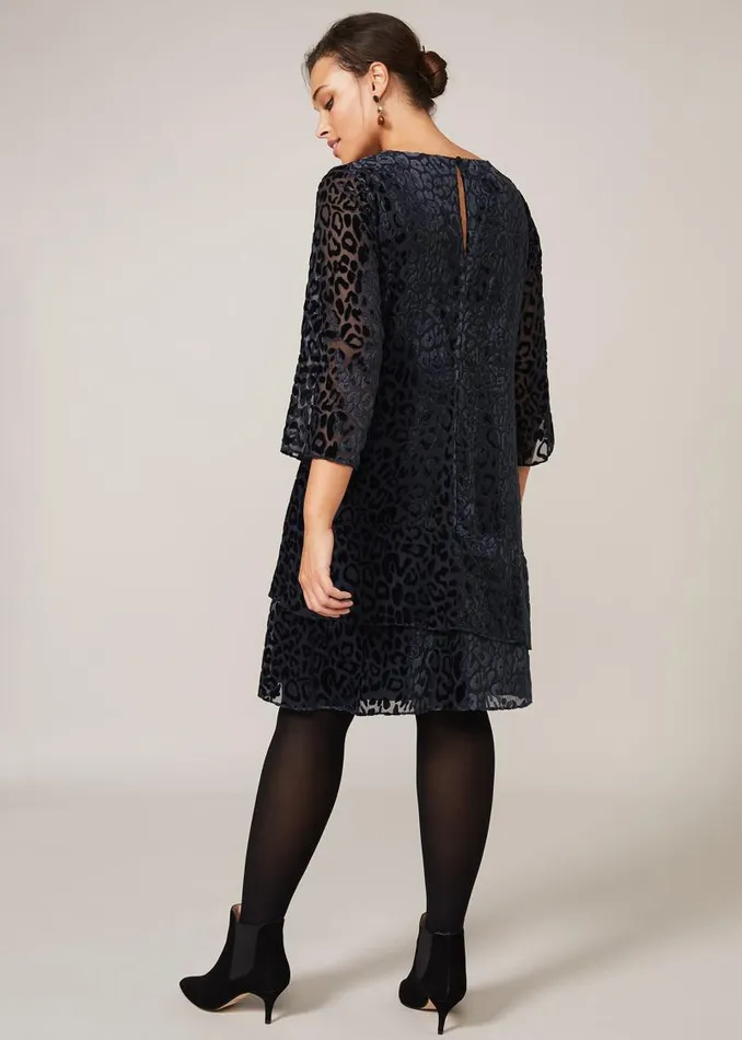 Elspeth Velvet Leopard Dress Midnight Women Phase Eight Dresses