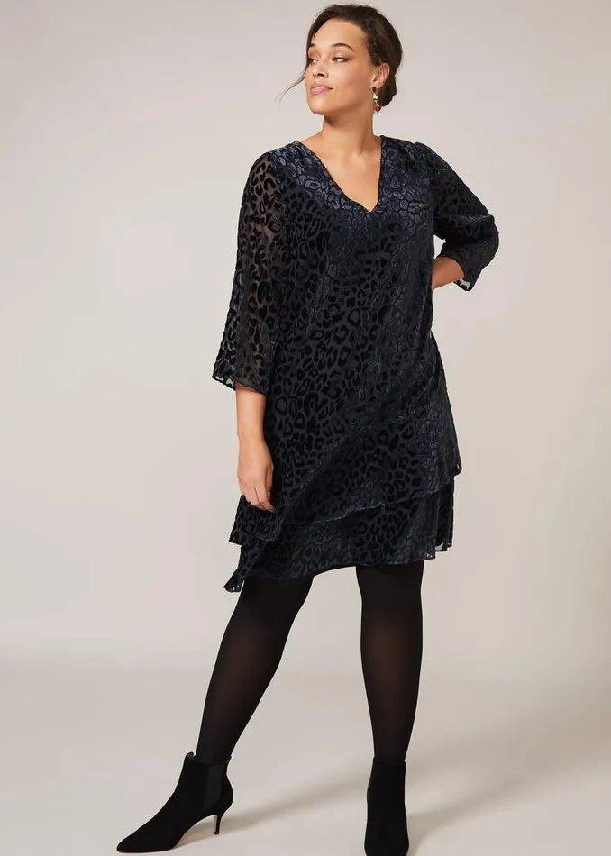 Elspeth Velvet Leopard Dress Midnight Women Phase Eight Dresses