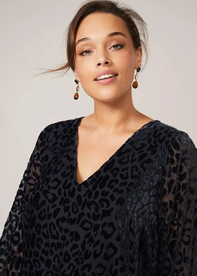Elspeth Velvet Leopard Dress Midnight Women Phase Eight Dresses