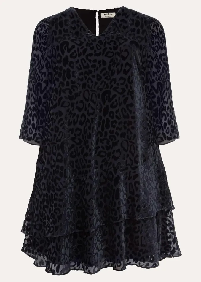 Elspeth Velvet Leopard Dress Midnight Women Phase Eight Dresses