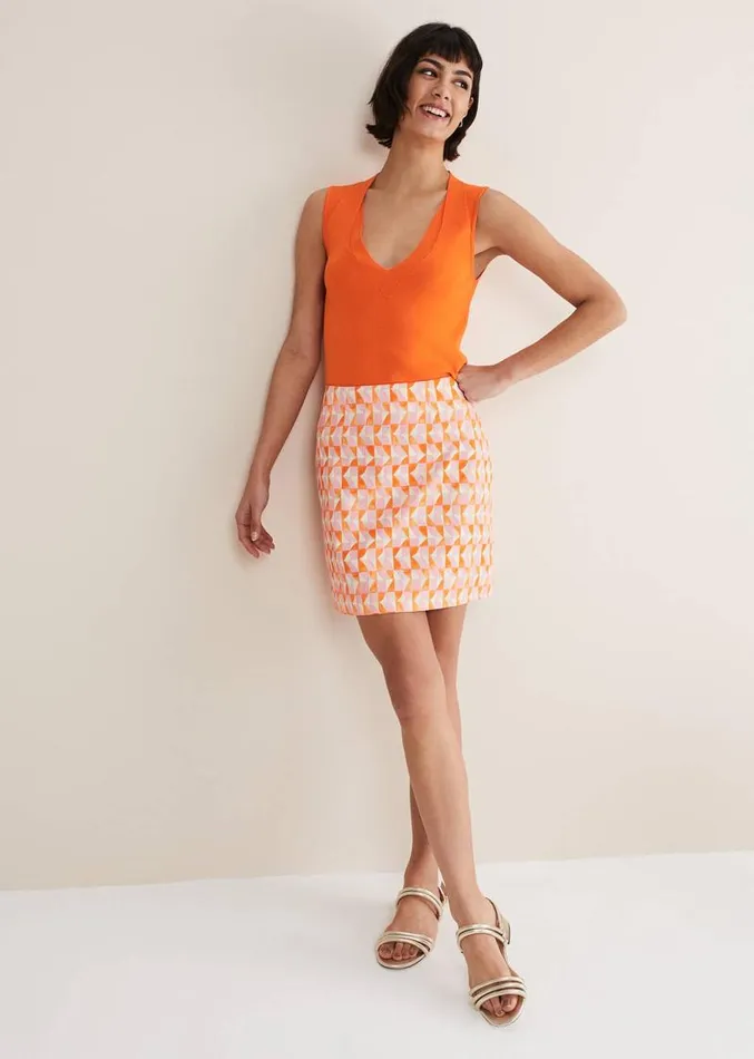 Elysia Geo Mini Skirt Pinkorange Women Phase Eight Skirts