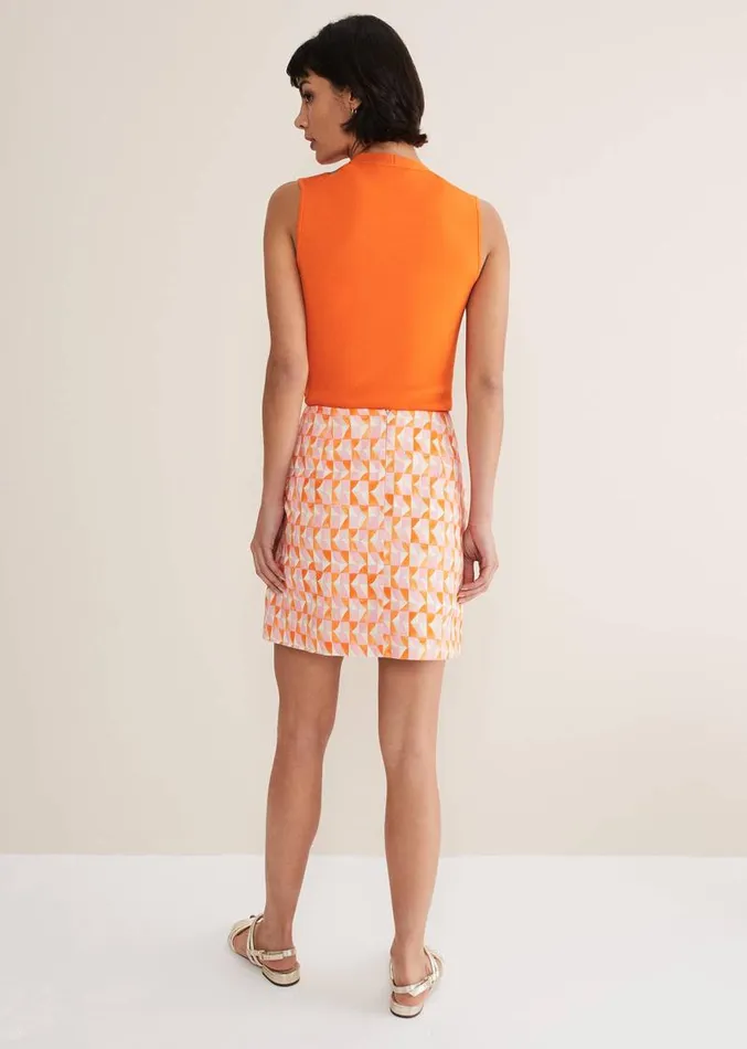 Elysia Geo Mini Skirt Pinkorange Women Phase Eight Skirts