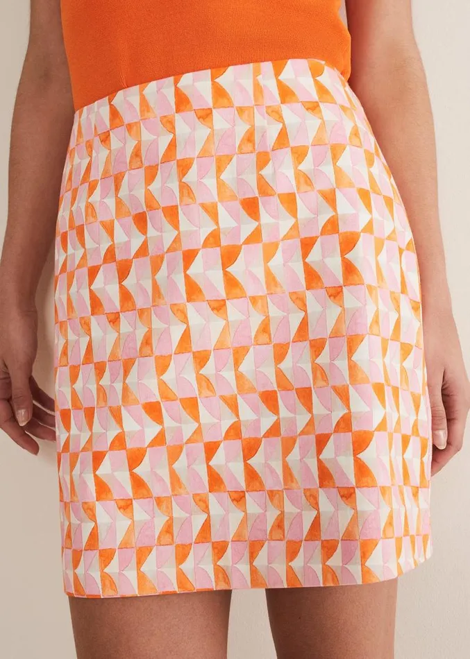 Elysia Geo Mini Skirt Pinkorange Women Phase Eight Skirts