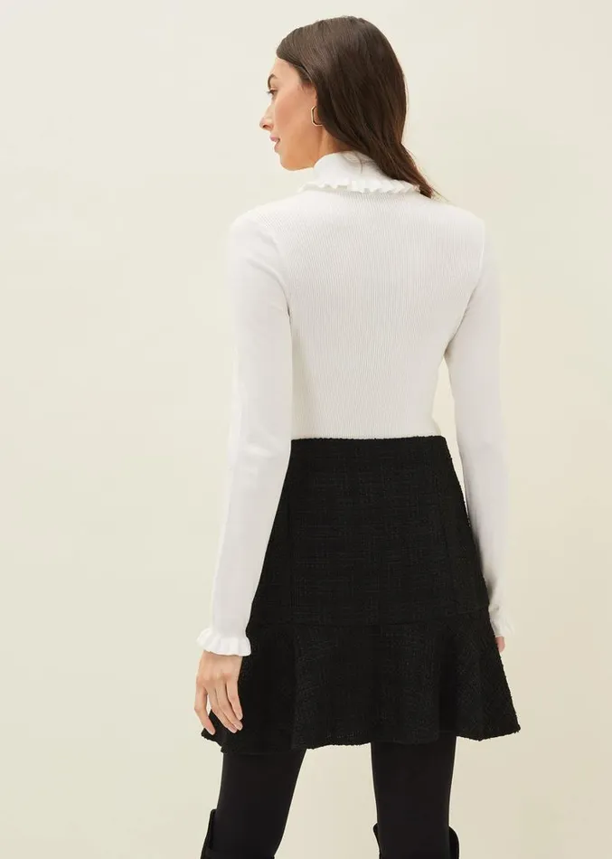 Emila Frill Detail Fine Knit Jumper Winter White Women Phase Eight Knitwear