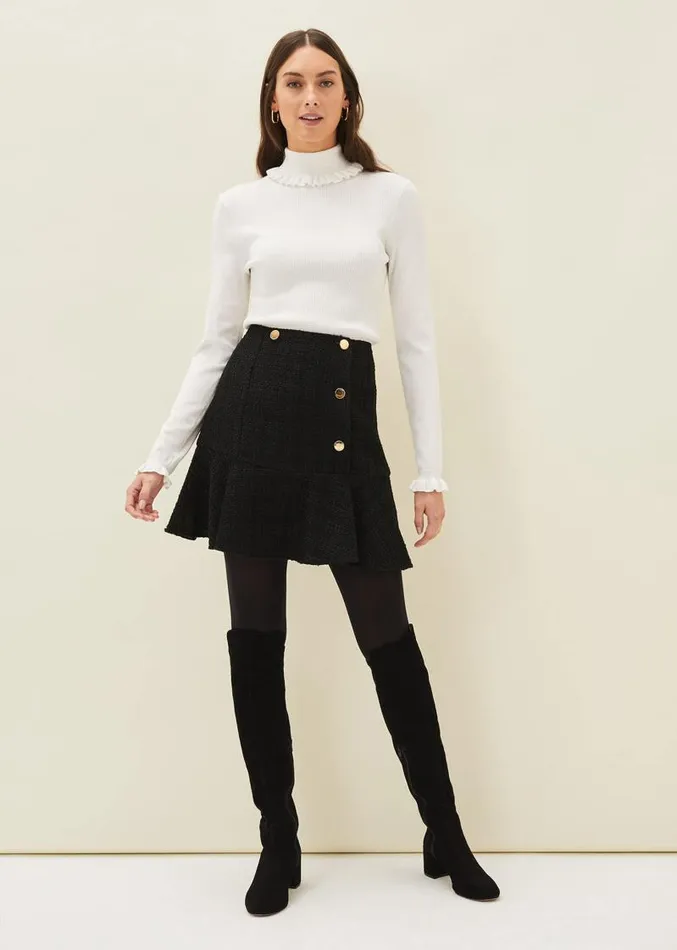 Emila Frill Detail Fine Knit Jumper Winter White Women Phase Eight Knitwear
