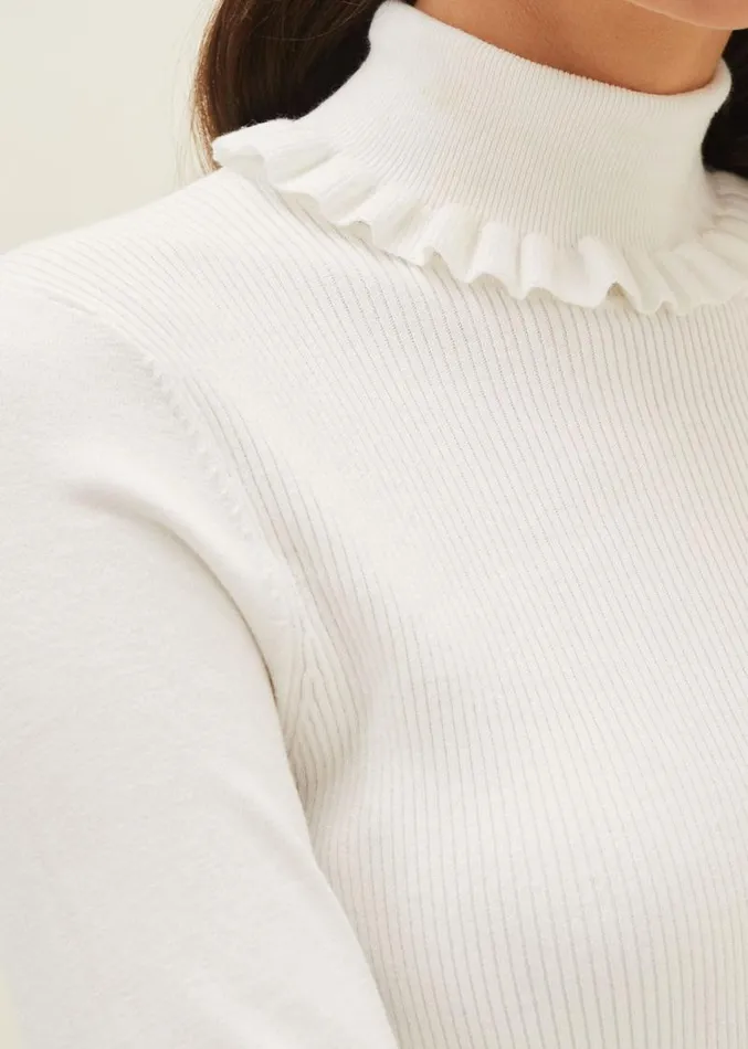 Emila Frill Detail Fine Knit Jumper Winter White Women Phase Eight Knitwear