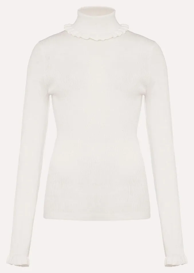 Emila Frill Detail Fine Knit Jumper Winter White Women Phase Eight Knitwear
