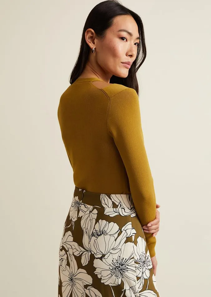Emily Cut Out Compact Knit Top Olive Women Phase Eight Knitwear