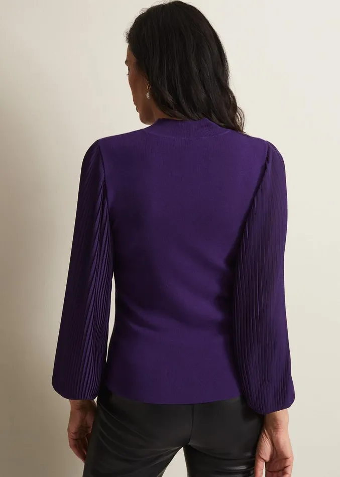Emryl Purple Pleated Sleeve Jumper Purple Women Phase Eight Knitwear
