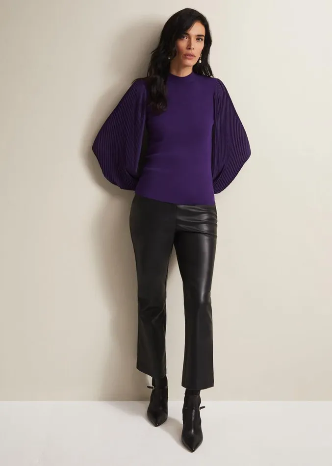 Emryl Purple Pleated Sleeve Jumper Purple Women Phase Eight Knitwear
