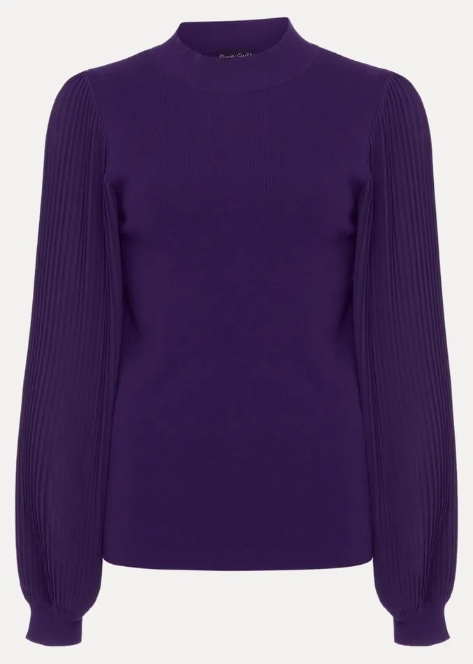 Emryl Purple Pleated Sleeve Jumper Purple Women Phase Eight Knitwear