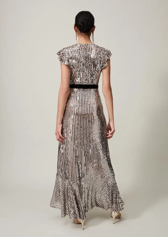 Enja Sequin Maxi Dress Gold Women Phase Eight Dresses