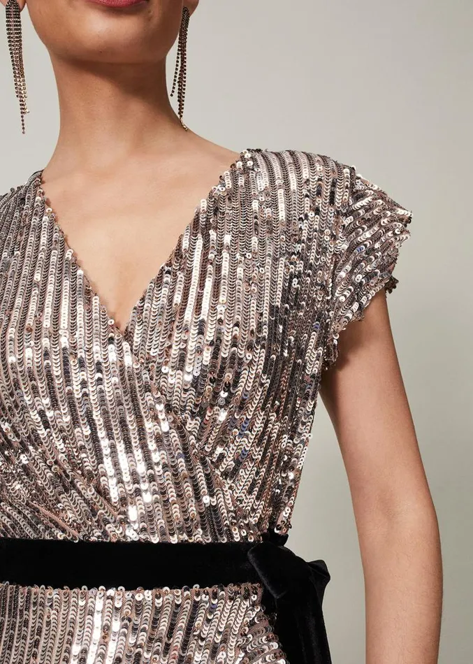 Enja Sequin Maxi Dress Gold Women Phase Eight Dresses