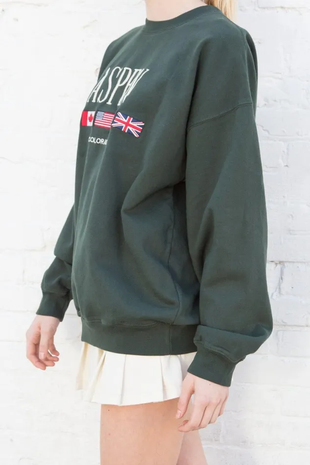 Erica Aspen Colorado Sweatshirt Dark Green Women Brandy Melville Sweatpants and Sweatshirts