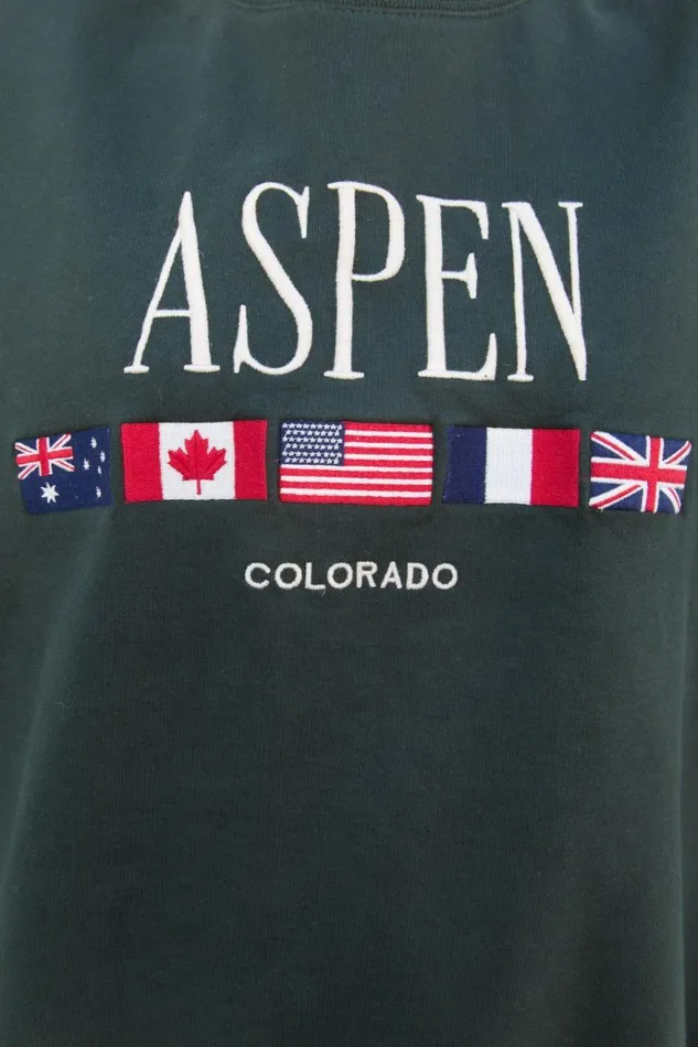 Erica Aspen Colorado Sweatshirt Dark Green Women Brandy Melville Sweatpants and Sweatshirts