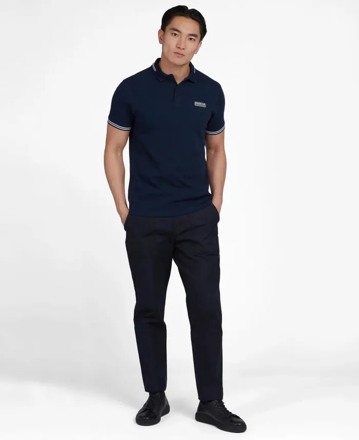 Essential Tipped Polo Black Men Barbour Polo Shirts