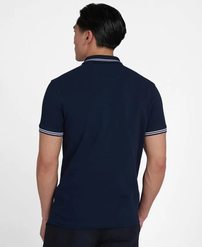 Essential Tipped Polo Black Men Barbour Polo Shirts