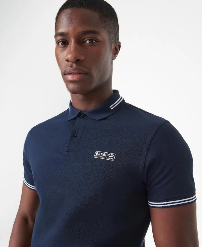 Essential Tipped Polo Black Men Barbour Polo Shirts