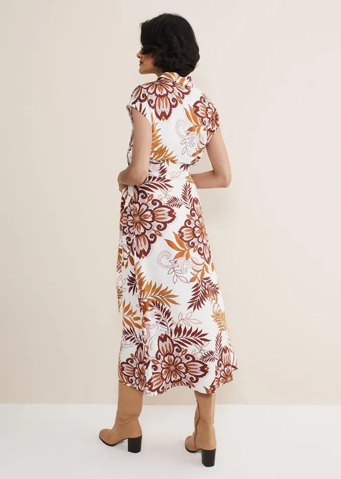 Estelle Paisley Tie Waist Dress Ivory Multi Women Phase Eight Dresses