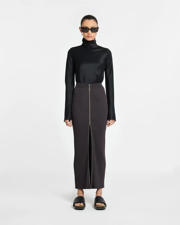 Eva Slip Satin Turtleneck Top Black Women Nanushka Tops