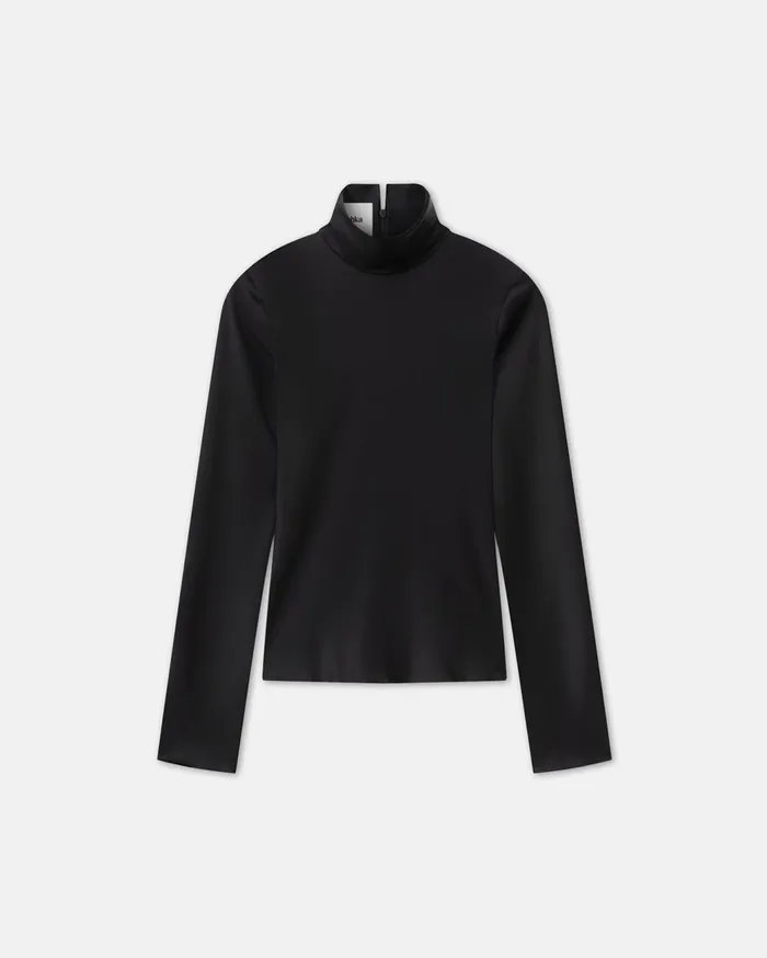 Eva Slip Satin Turtleneck Top Black Women Nanushka Tops