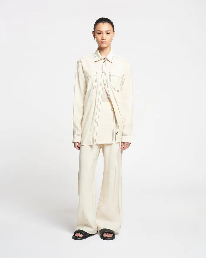 Evea Glass Poplin Pants Oat Women Nanushka Bottoms