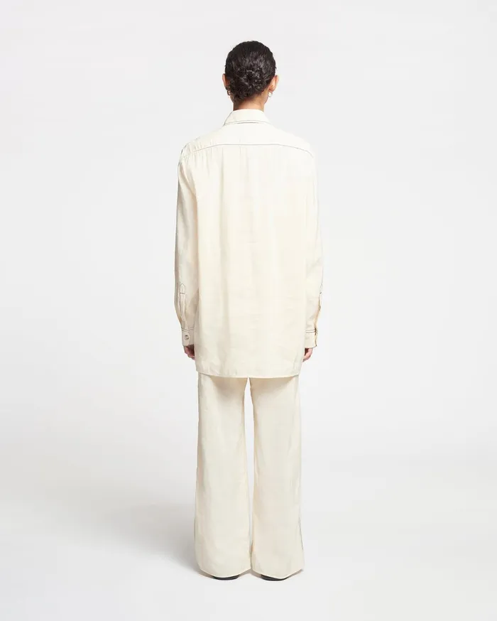 Evea Glass Poplin Pants Oat Women Nanushka Bottoms